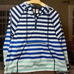 Hunter For Target Women's Striped Half Zip Hooded Jacket size small windbreaker‎